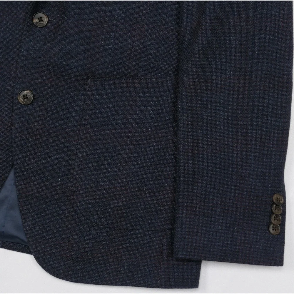 Rodd & Gunn 38R Navy Check Wool Cotton Sports Fit Tweed Blazer Lanificio Comero